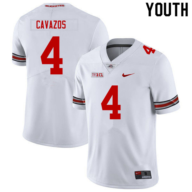 Ohio State Buckeyes Lejond Cavazos Youth #4 White Authentic Stitched College Football Jersey